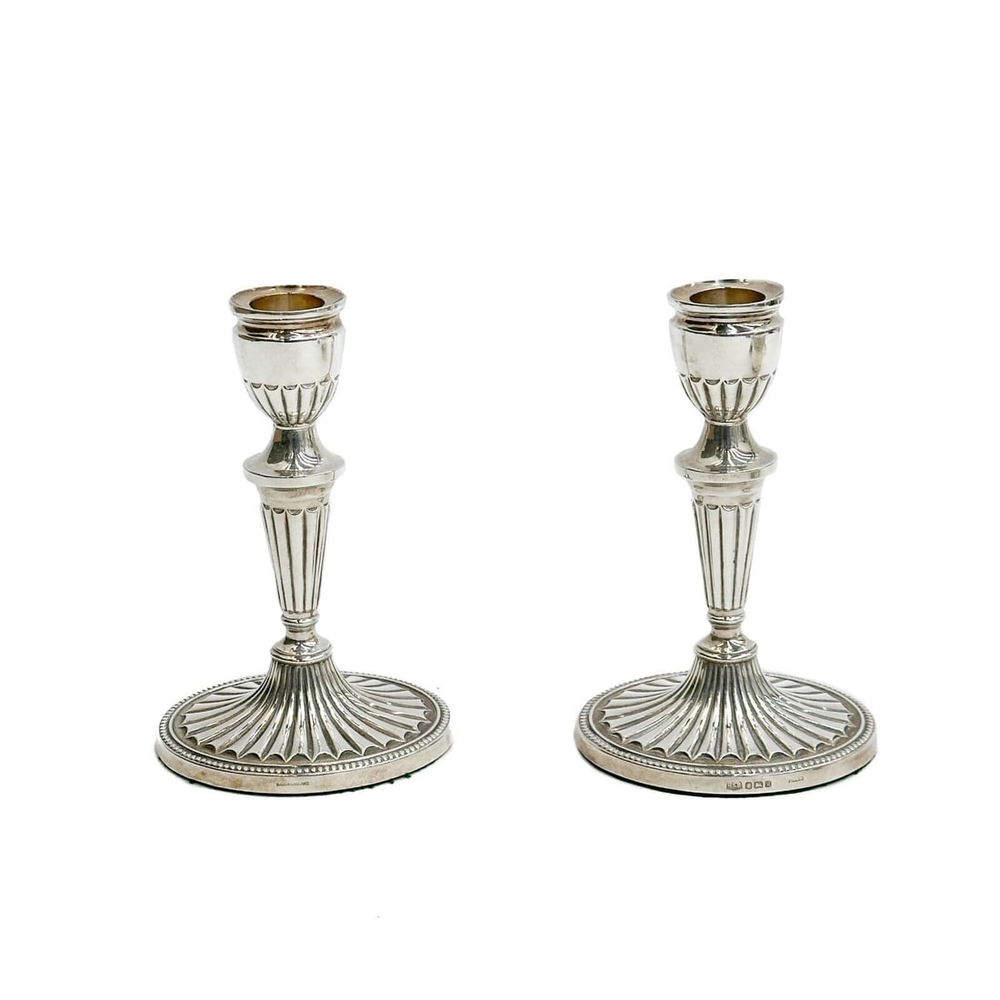 Pair Roberts & Belk Sheffield English Sterling Silver Candle Holders 1975 (1 of 6)