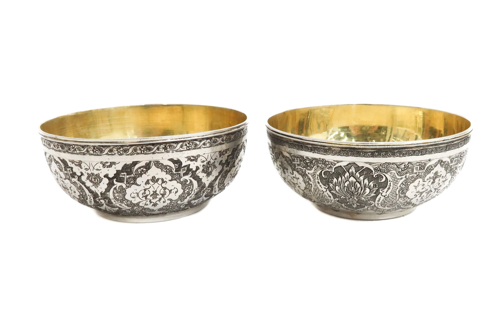 Pair Persian Silver Gold Wash Bowls (1 of 7)