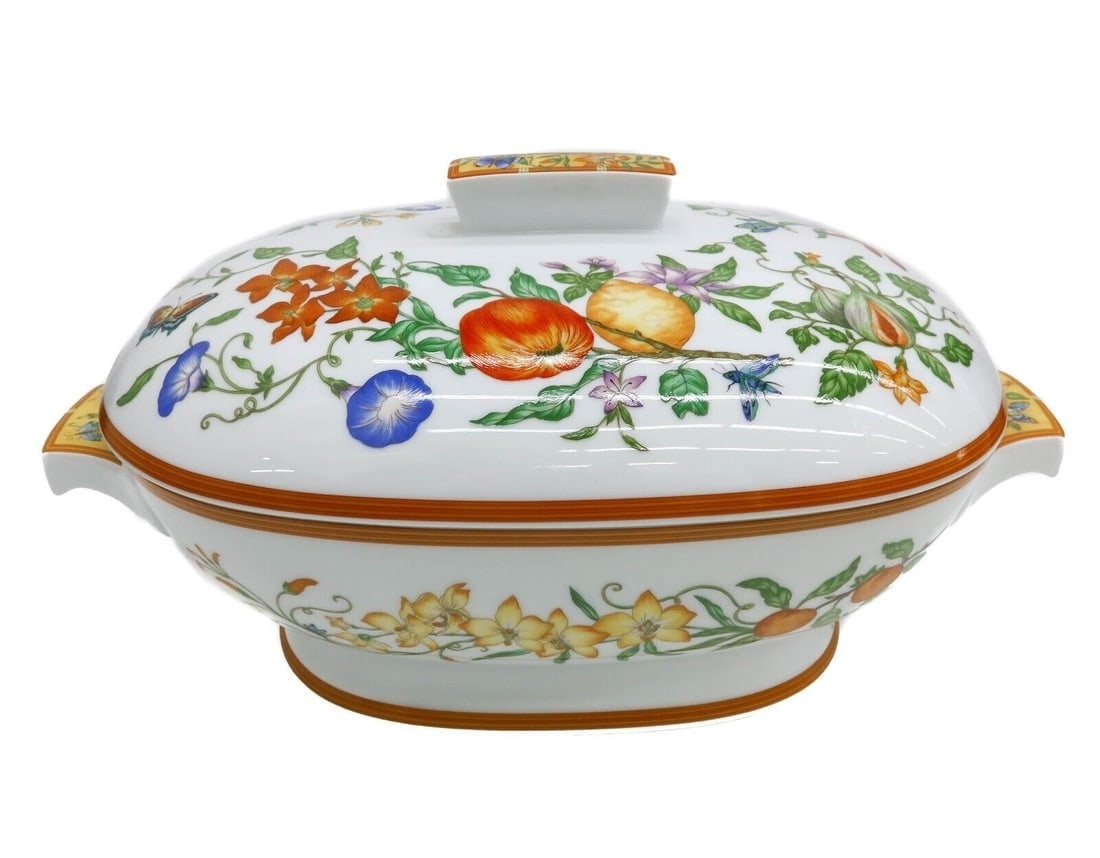 Hermes Paris Porcelain Lidded Tureen in La Siesta, Butterflies Fruits and Flower (1 of 9)