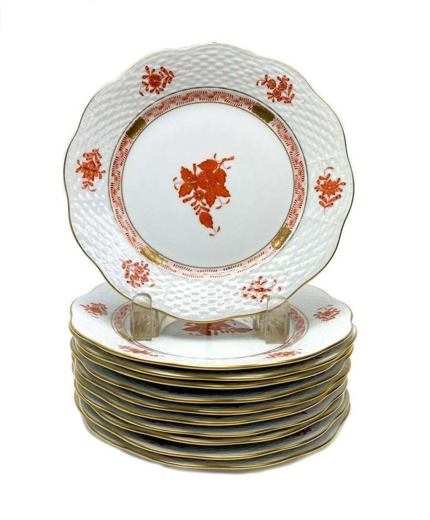 11 Herend Chinese Bouquet Dessert Plates in Rust (1 of 3)