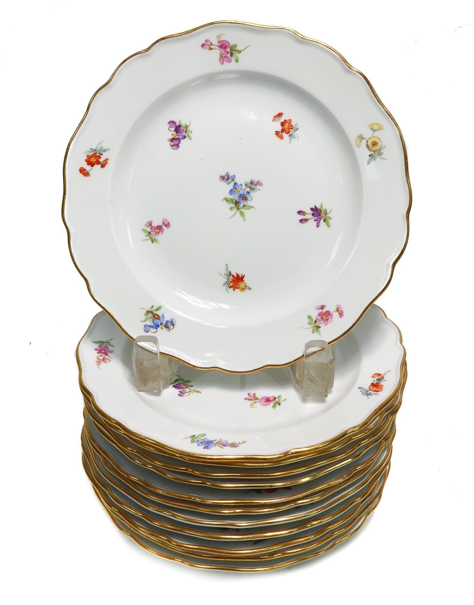 12 Meissen Germany Hand Painted Pocelain Dessert Plates (1 of 4)