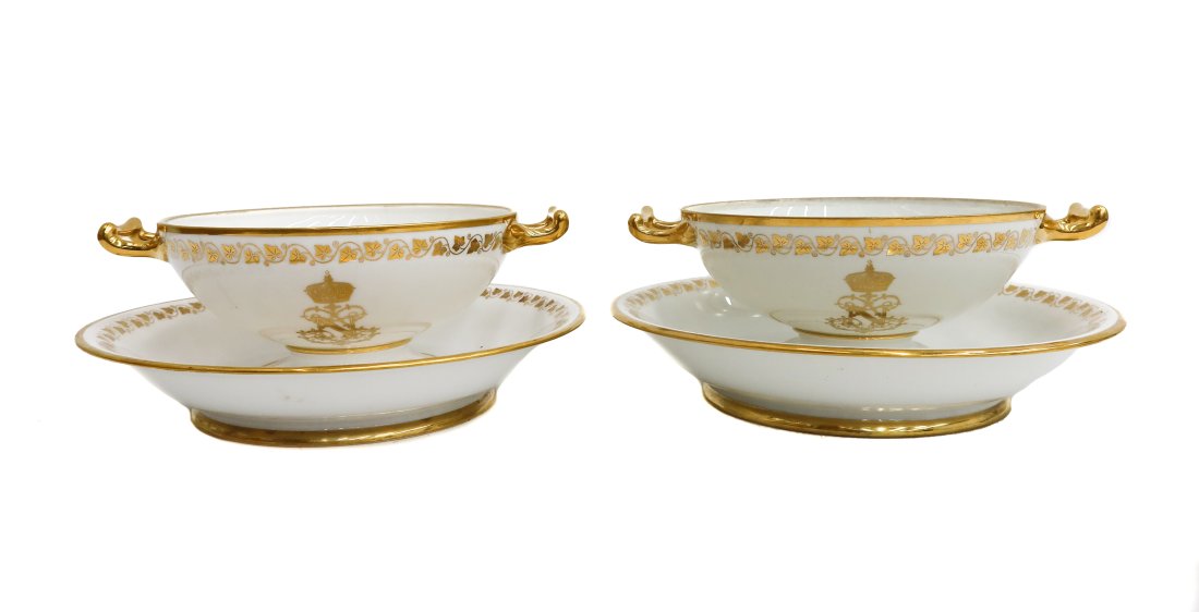 Pair Manufacture de Sevres Handled Bowls and Underplate, Service of Napoleon III (1 of 13)