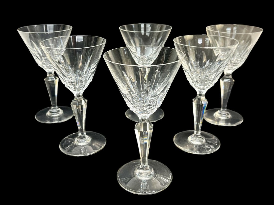 6 Baccarat France Crystal Glass Water Goblets in Austerlitz, Signed (1 of 4)