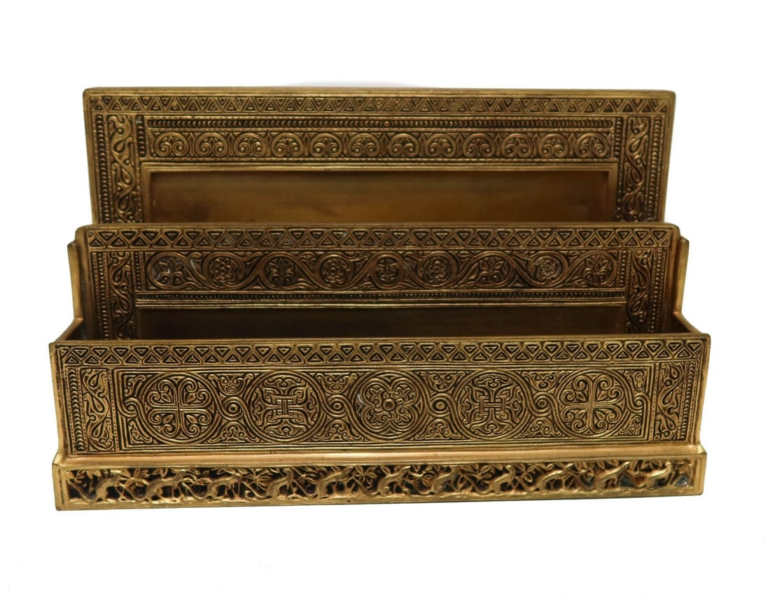 Tiffany Studios Gilt Bronze Letter Rack in Venetian #1644 (1 of 7)