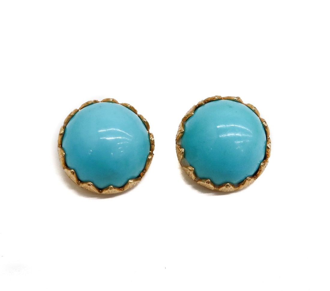 14k Gold and Turquoise Clip Earrings (1 of 7)