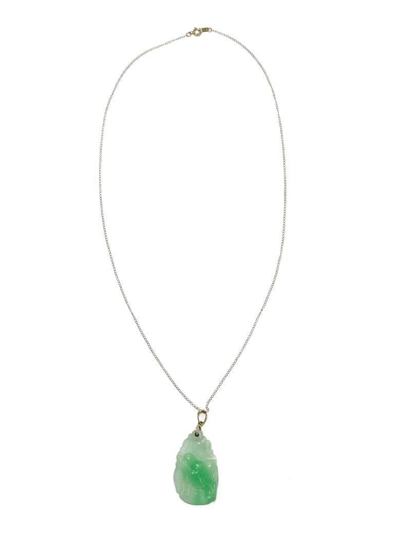MS Co. 14k Yellow Gold and Jade Pendant Necklace (1 of 8)