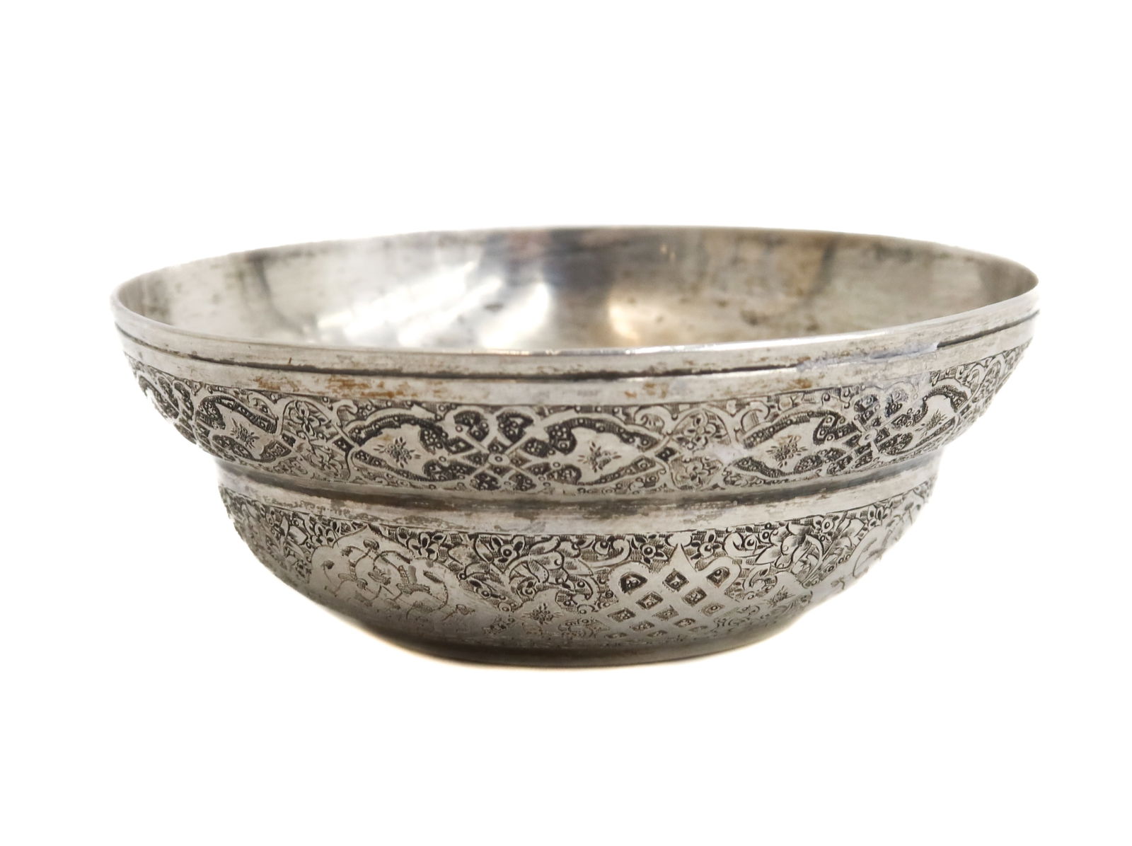 Persian Silver Etched Bowl (1 of 4)