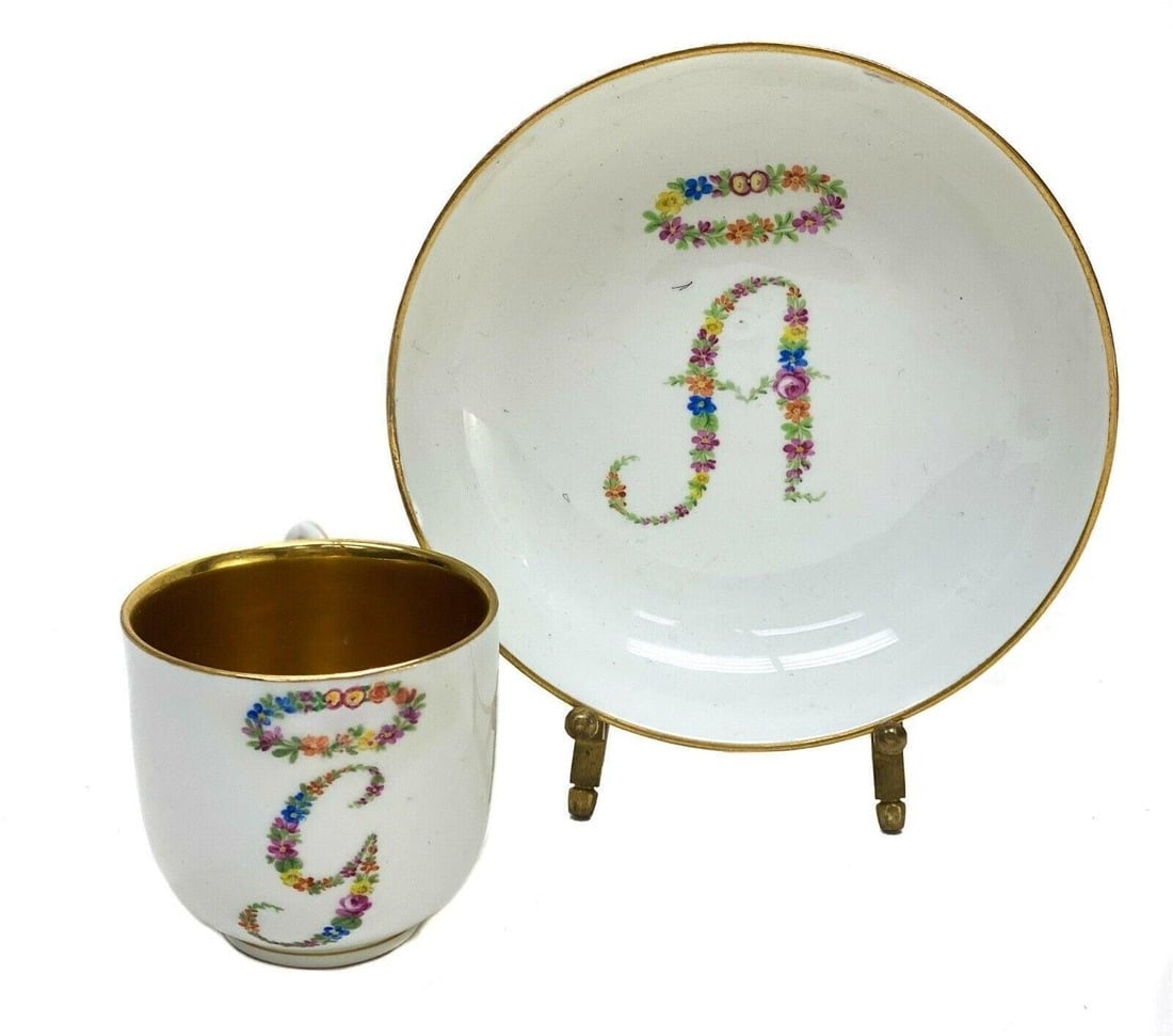 Imperial Royal Vienna Factory Austrian Hand Painted Porcelain Cup & Saucer, 1787 (1 of 4)