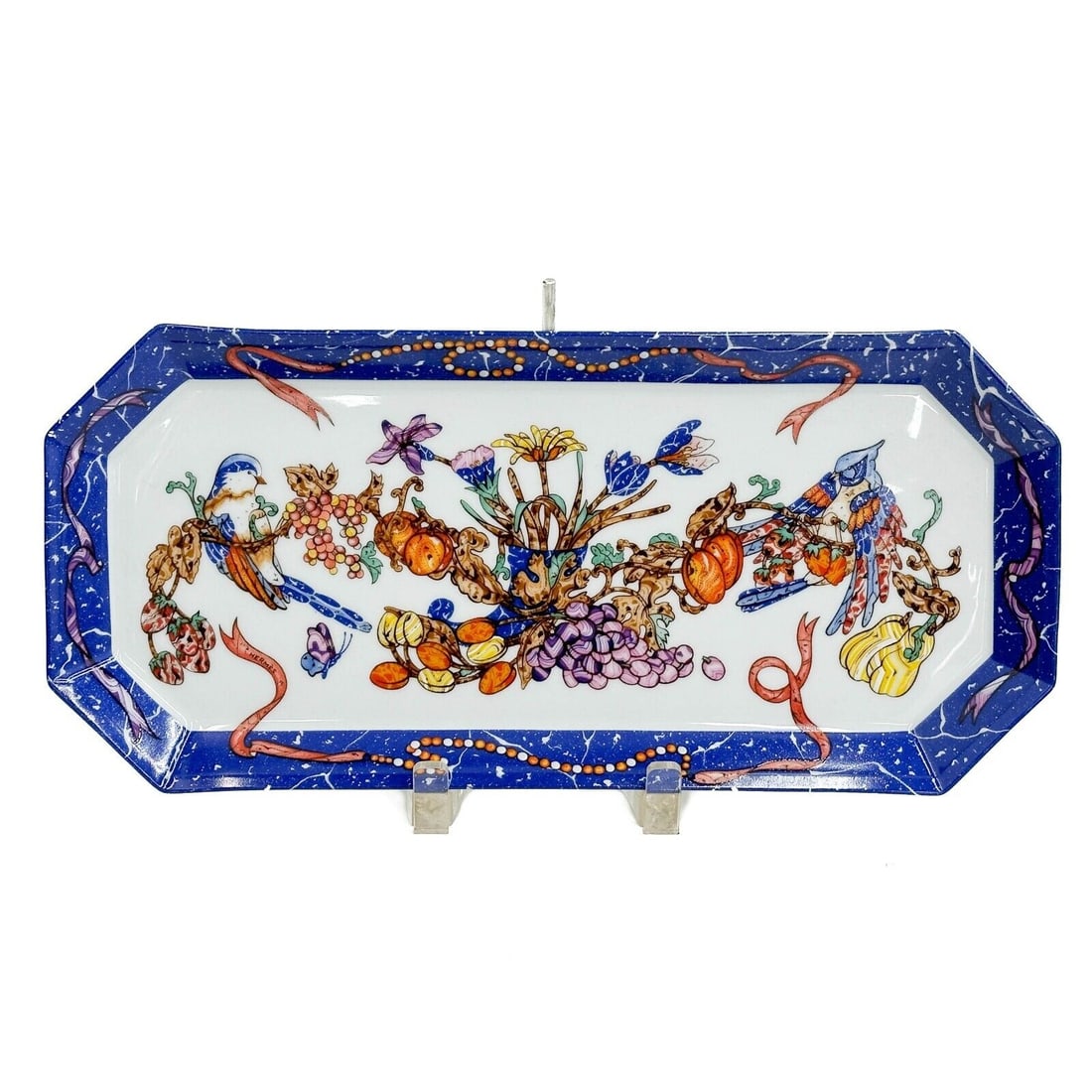 Hermes Limoges Porcelain 14.25 inch Rectangular Serving Tray in Marqueterie (1 of 5)