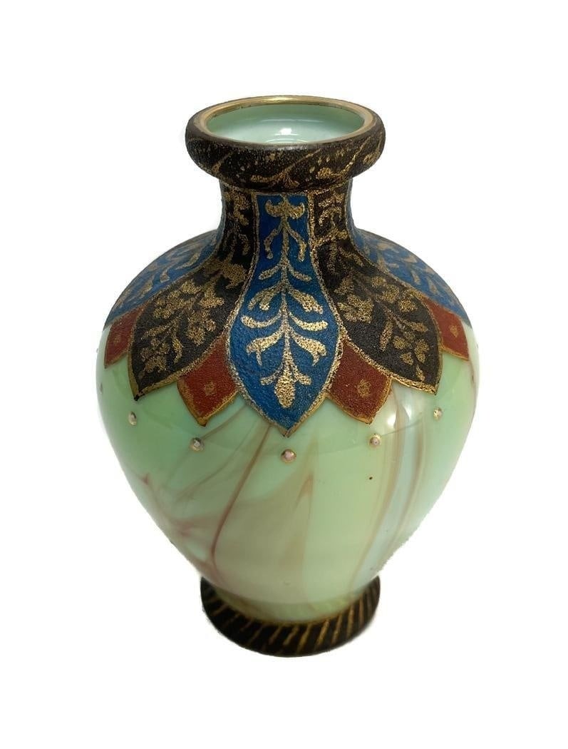 Continental Glass Emulating Green Marble Vase, For the Middle Eastern Market (1 of 6)