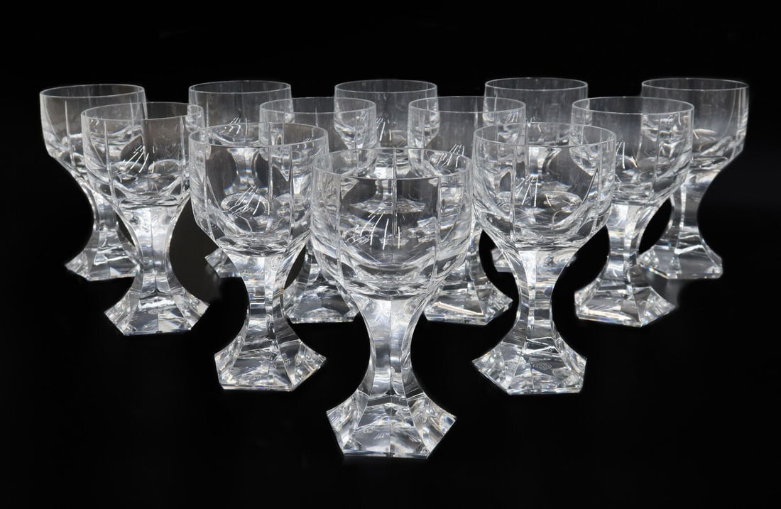 12 Baccarat France Crystal Glass Water Goblets in Mecure, Signed (1 of 7)