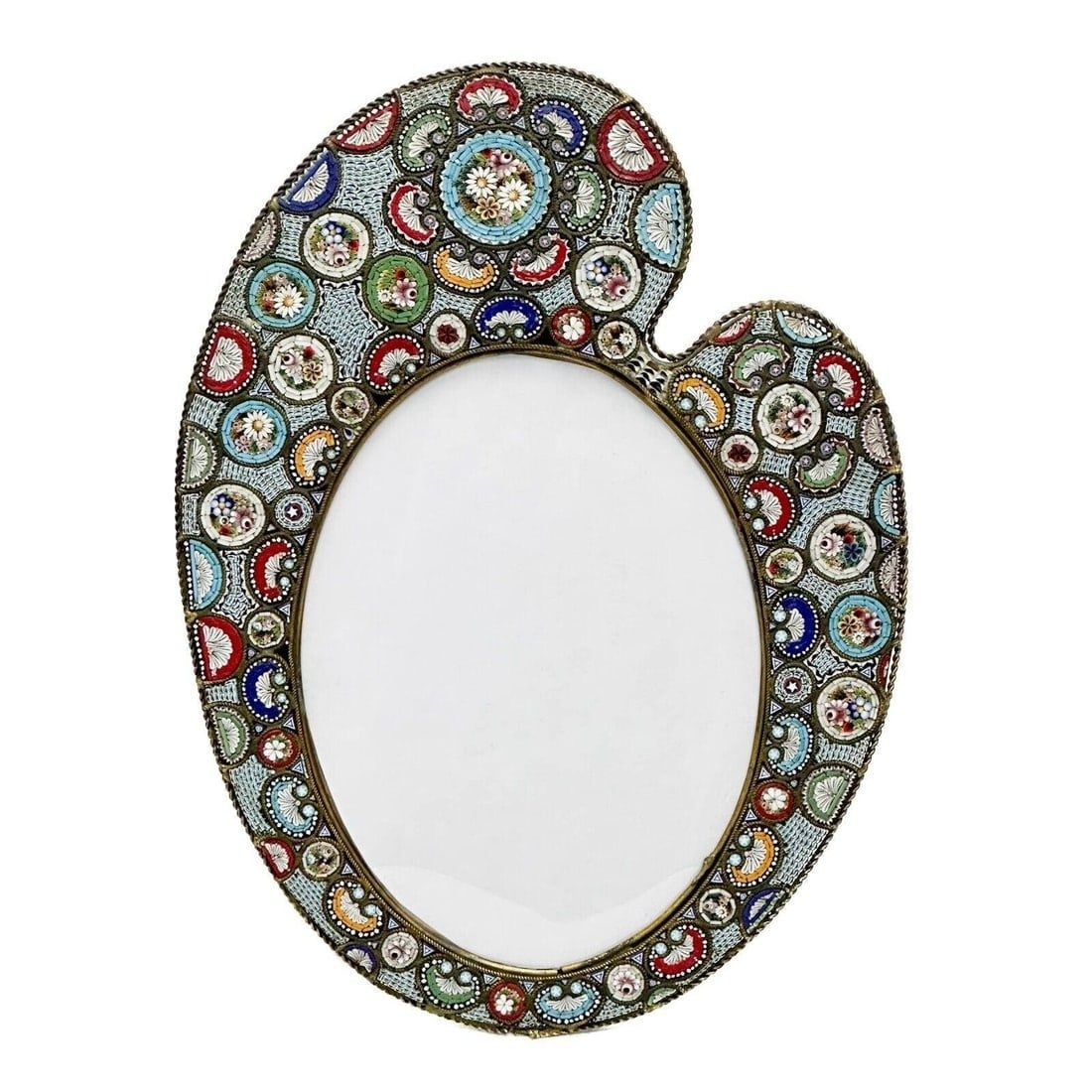 Italian Micro Mosaic Floral Artists Palette Form Photo Frame c. 1910 (1 of 6)