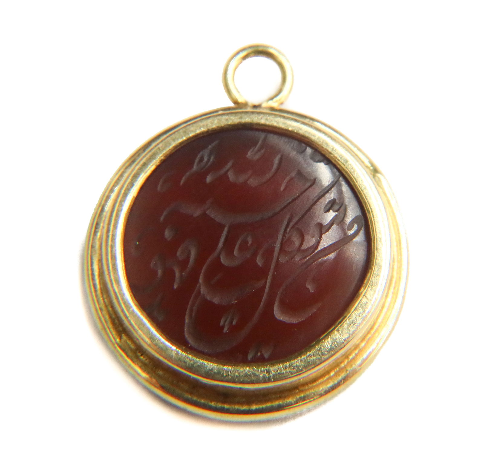 18k Yellow Gold and Red Agate Arabic Pendant Charm (1 of 6)