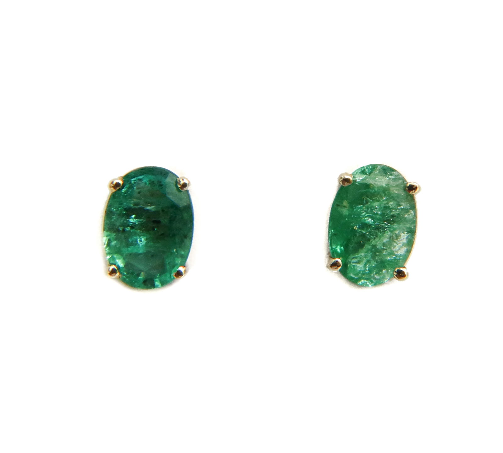14k Yellow Gold and Emerald Stud Earrings (1 of 6)