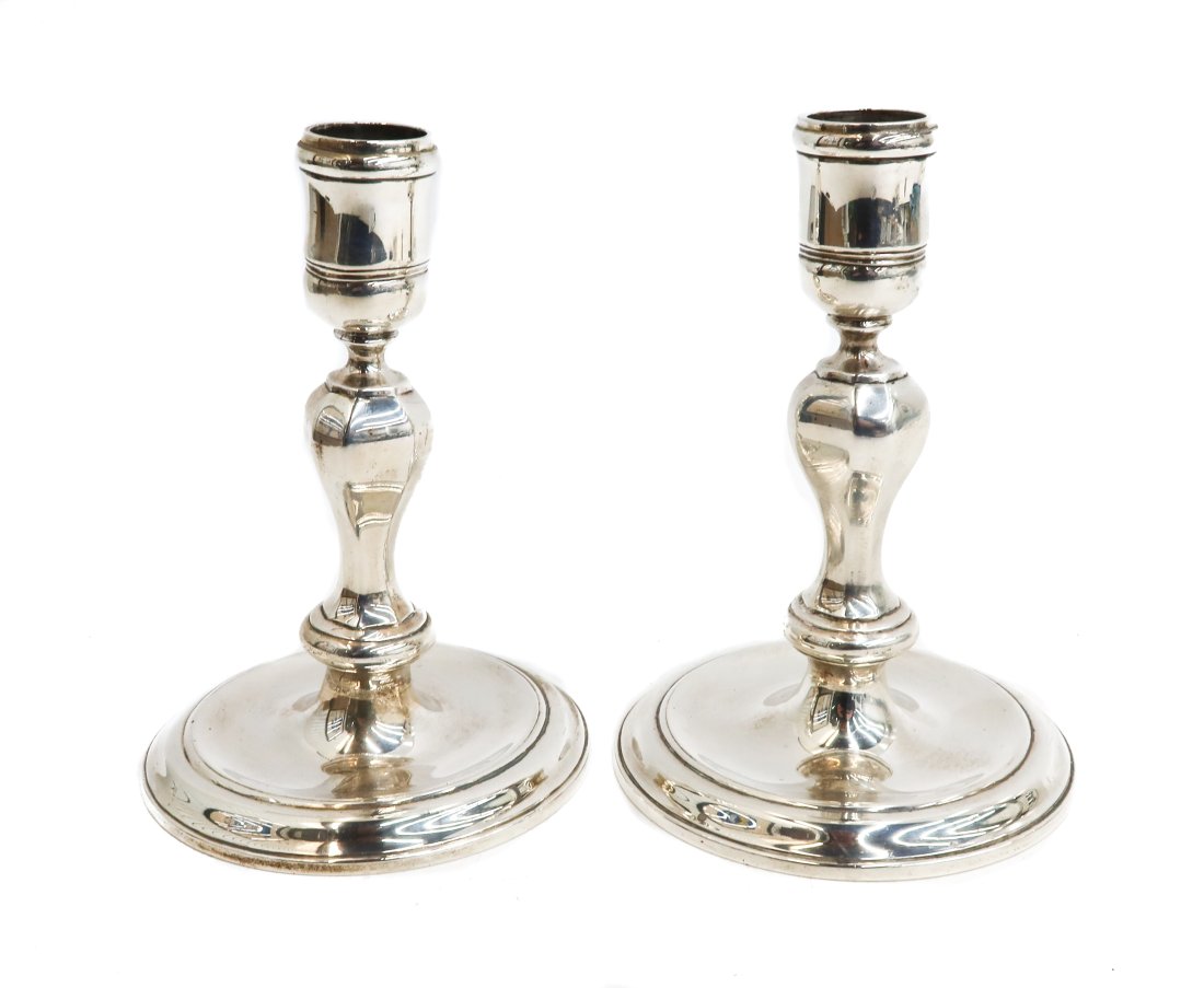 Pair Tiffany & Co. Makers John C. Moore II Sterling Silver Candlesticks #18444, 1913 (1 of 7)