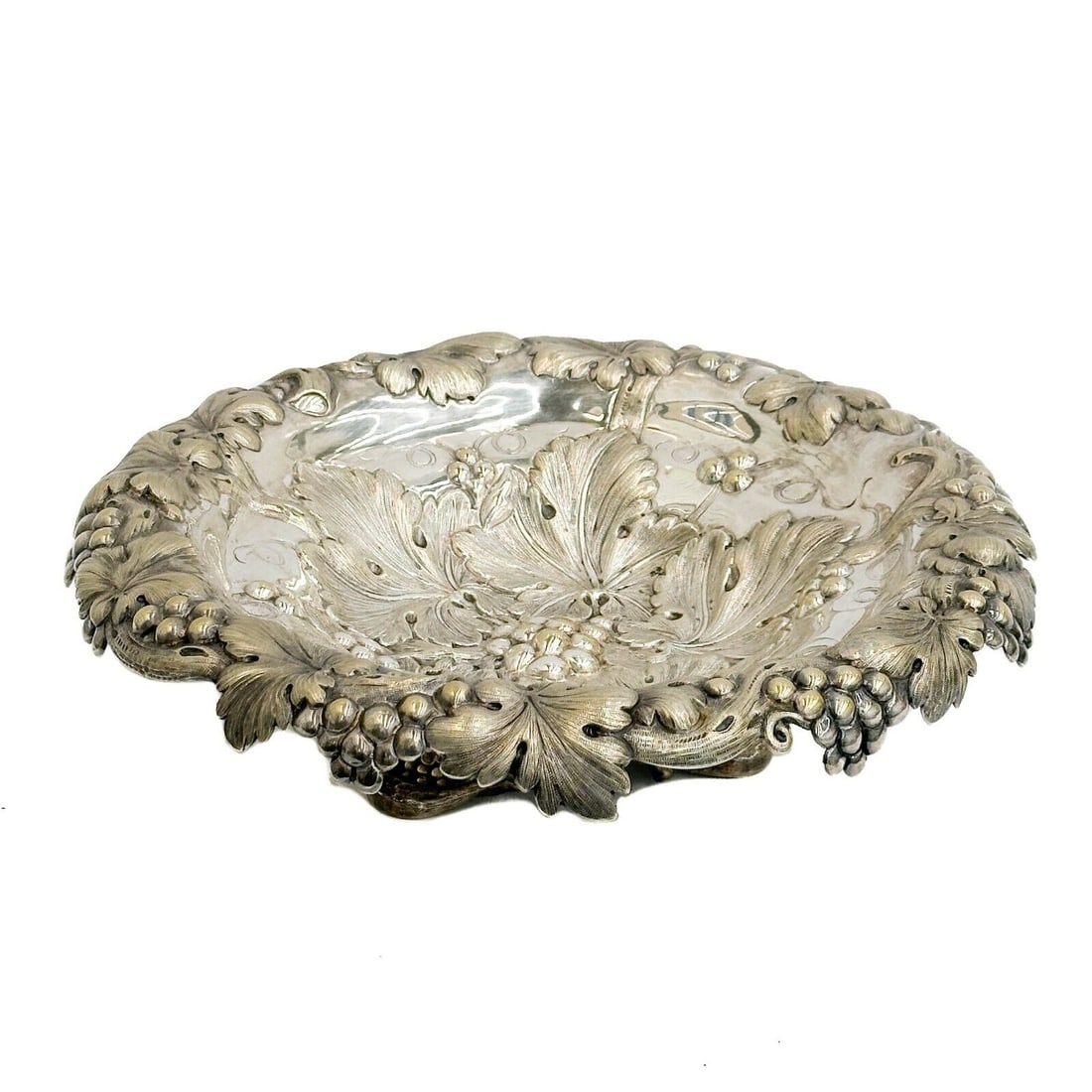 American Silver Plate Repousse Bowl Grape and Vine circa 1900 (1 of 6)