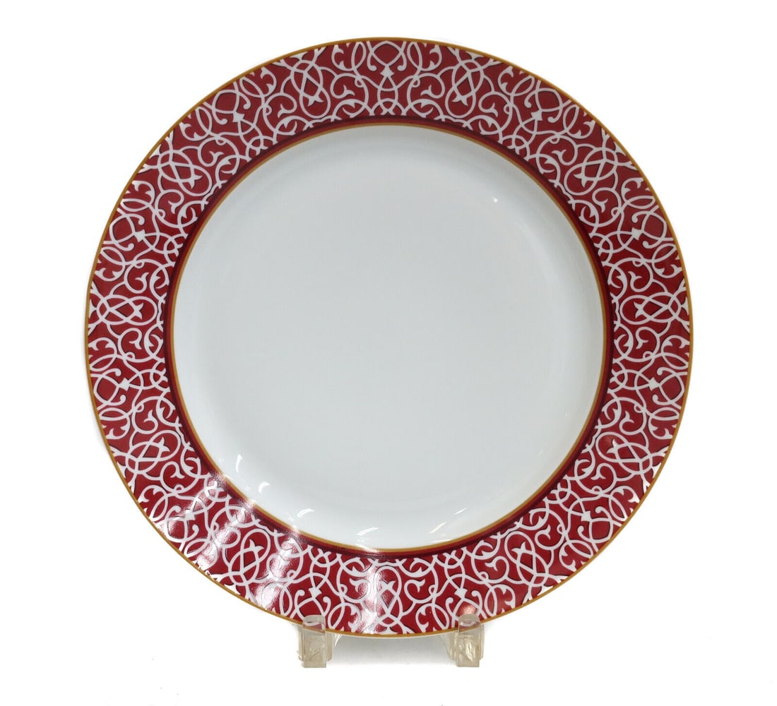 Hermes Paris Porcelain Round Serving Tray in Attelage, Red Motifs (1 of 6)