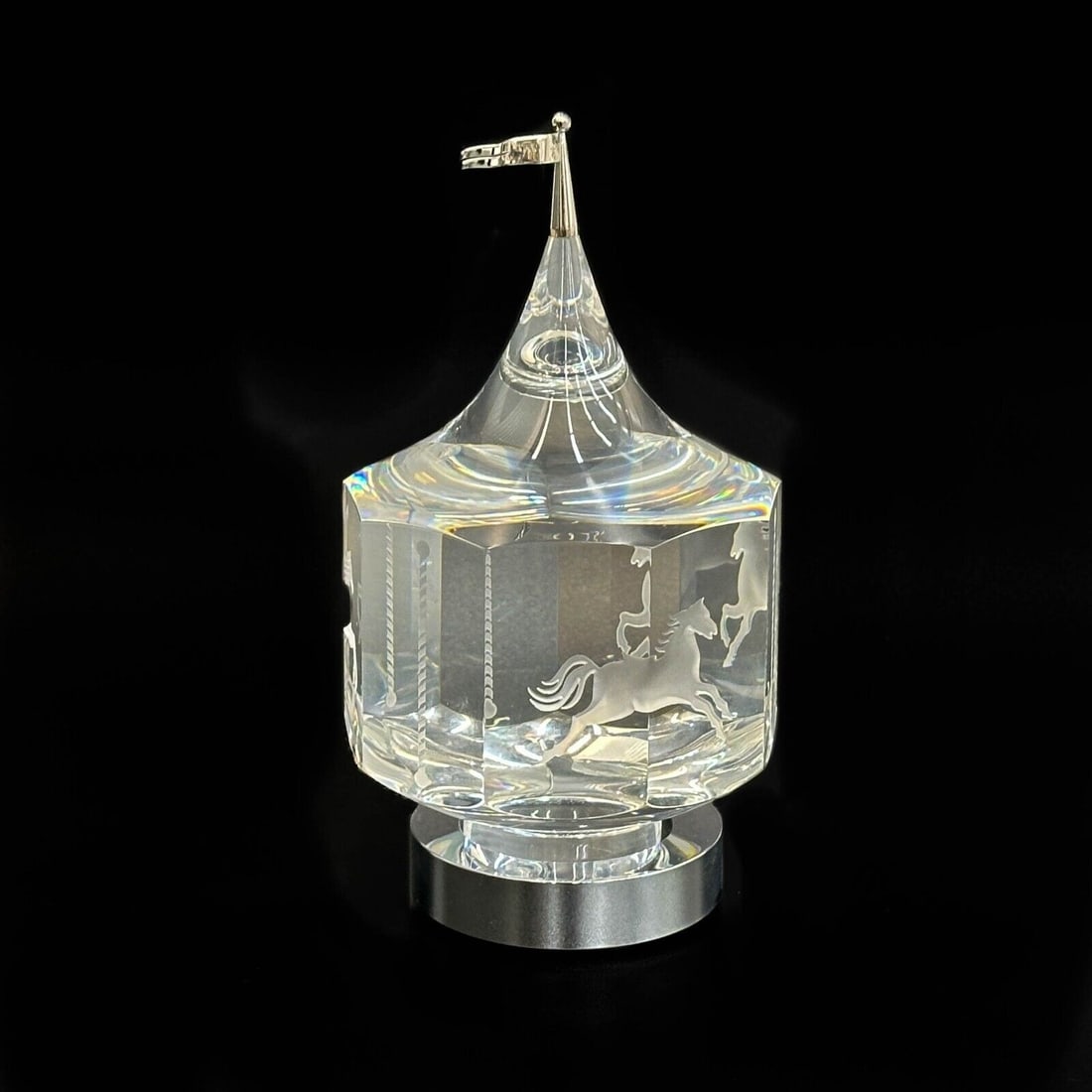 Steuben Art Glass Carousel Horses Sculpture Peter S. Aldridge (1 of 7)