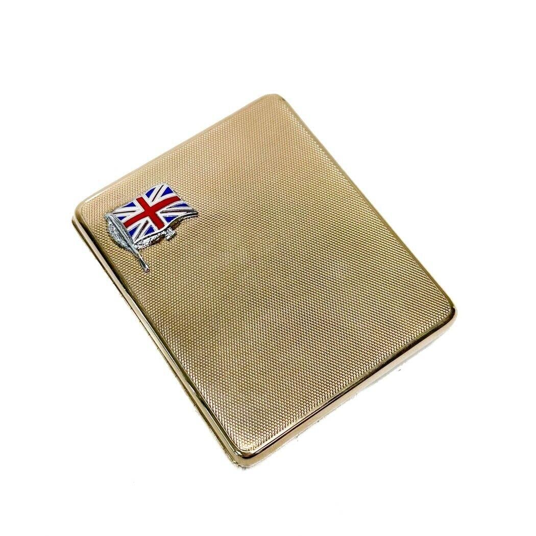 Asprey London 9k Gold Cigarette Case Union Jack Flag 1923 (1 of 6)