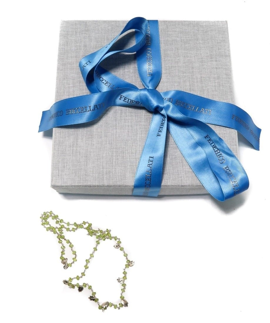 Federico Buccellati Italian 925 Sterling Silver and Peridot Beaded Necklace (1 of 9)