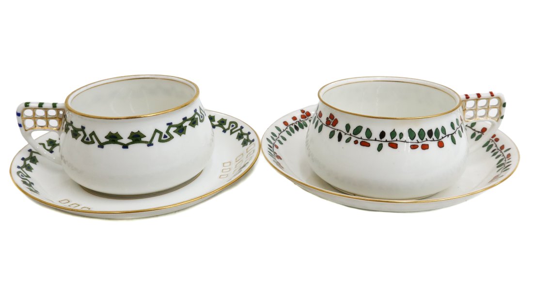 2 Kornilov Bros. Imperial Russian Cup and Saucers, circa 1910 (1 of 6)