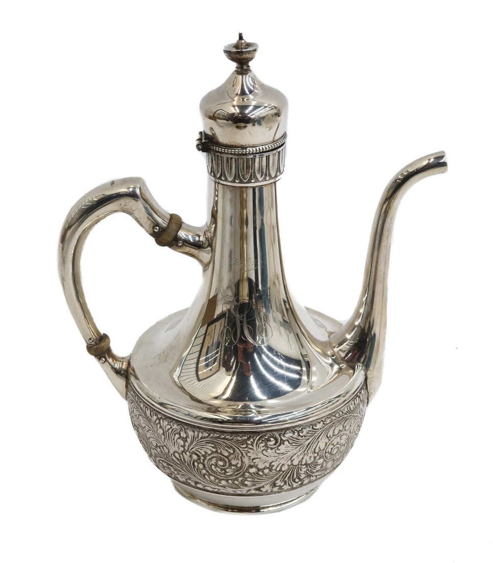 Gorham Sterling Silver Turkish Coffee Pot #3135 1887 Etched Laurel Leaves (1 of 11)