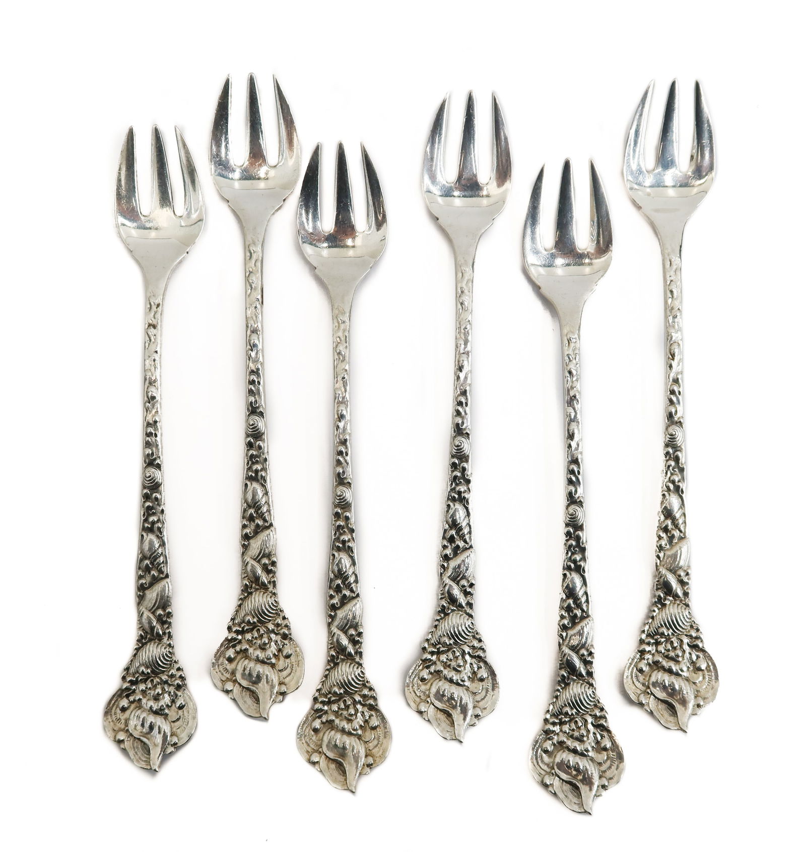 6 Tiffany & Co. Sterling Silver Seashell Cocktail Forks (1 of 6)