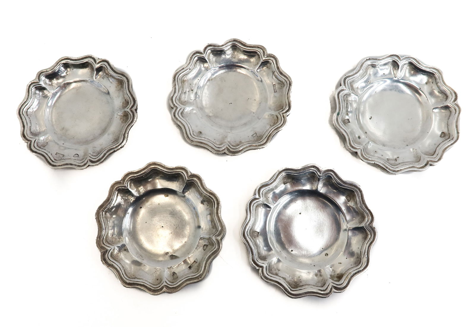 5 Bton Mexican Silver Caytano Buytron Salt Dishes, circa 1800 (1 of 8)