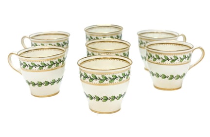 7 Minton England for Tiffany Porcelain Demitasse Cups Leaf & Vines