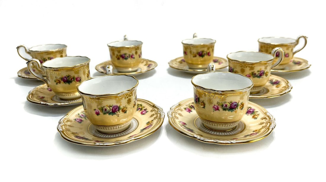 8 Copeland Spode England Porcelain Demitasse Cup & Saucers, circa 1900 (1 of 5)