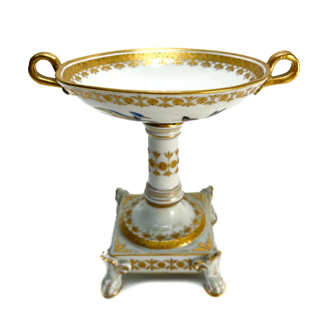 Dresden Germany Porcelain Twin Handled Miniature Tazza, Early 20th C. (1 of 8)