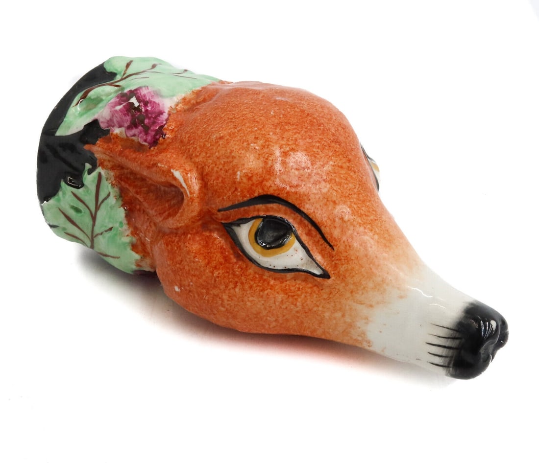 English Staffordshire Porcelain Stirrup Cup of a Fox, 19th Century (1 of 6)