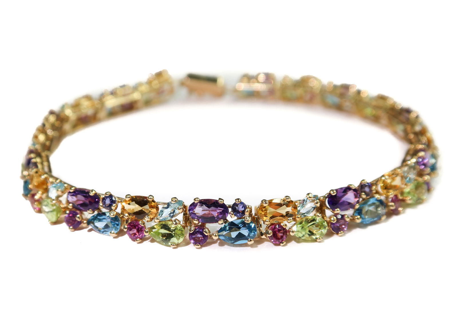 14k Yellow Gold and Multi-Gem Tennis Bracelet (1 of 5)