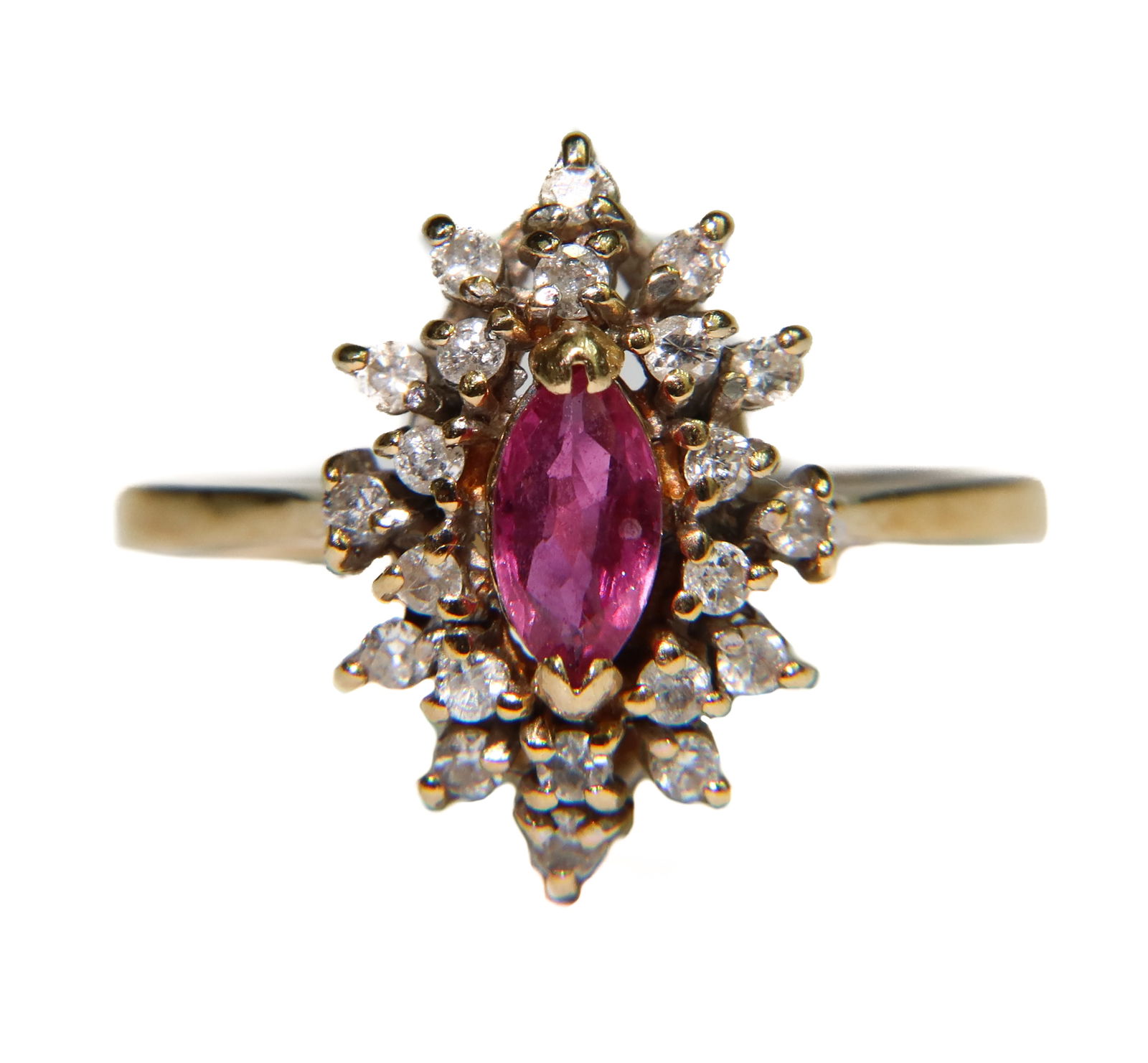 14k Yellow Gold Ruby and Diamond Ring, Size 7.5 (1 of 5)