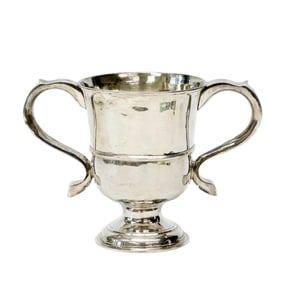 John Langlands I English Sterling Silver Twin Handled Trophy Cup circa 1765