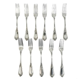 11 Henri Soufflot French Sterling Silver 8.5 inch Dinner Forks circa 1900