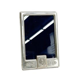 Christian Dior Sterling Silver Photo Frame Easel Back Bearded Face circa 1980