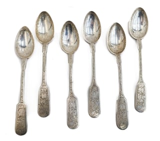 6 Persian Silver Teaspoons