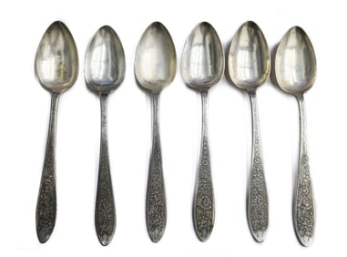 6 Persian Silver Table Spoons