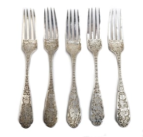 5 Persian Silver Forks