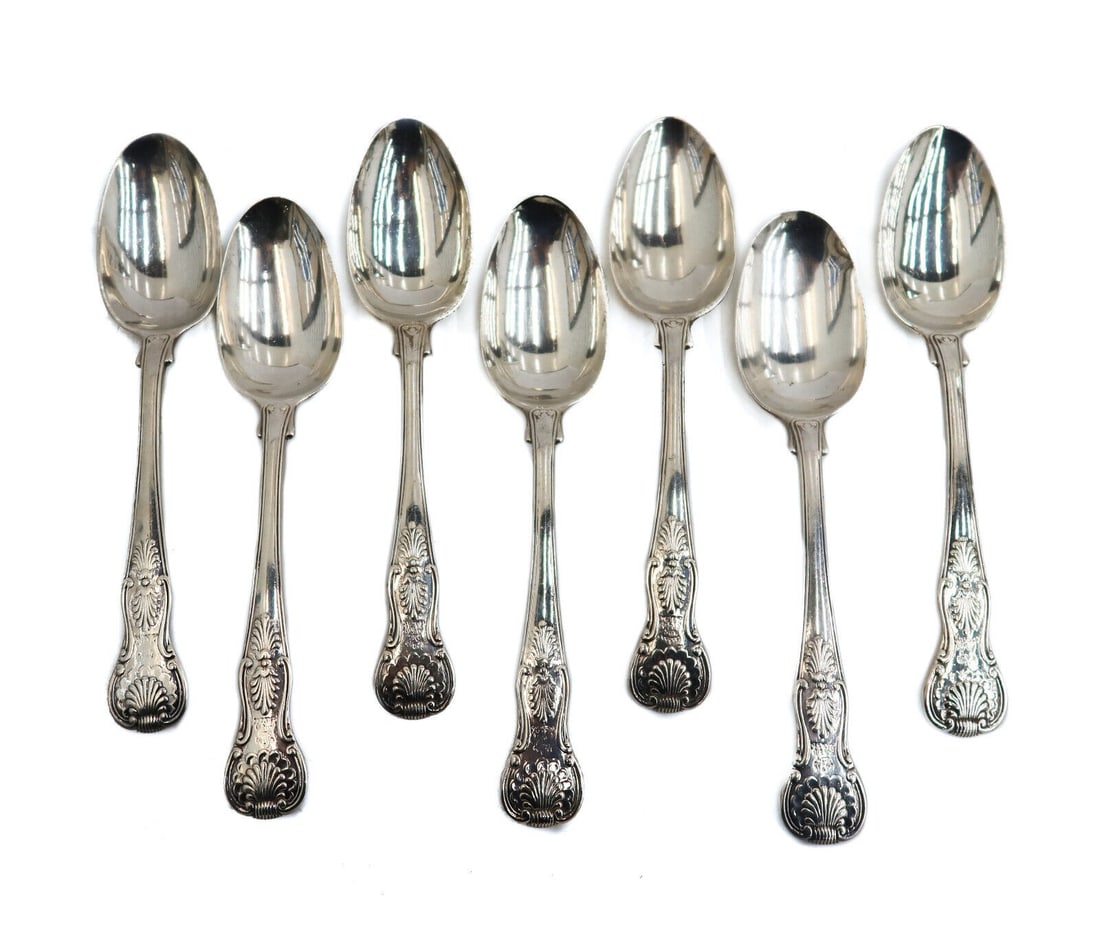7 Paul Storr George III London Sterling Silver Double Shell Table Spoons 1810 (1 of 6)