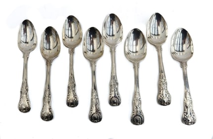 8 Paul Storr George III London Sterling Silver Double Shell Spoons 1810