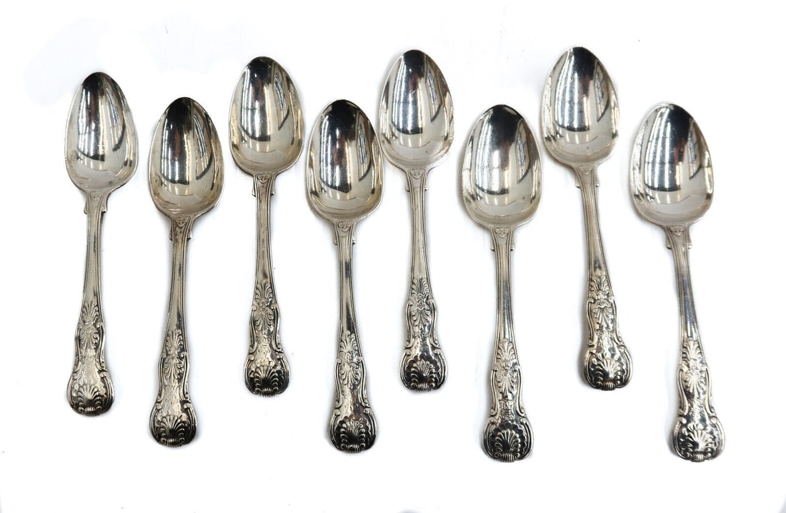 8 Paul Storr George III London Sterling Silver Double Shell Spoons 1810 (1 of 5)