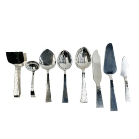 8pc Allan Adler Sterling Silver Dessert Serving Pieces in Starlit Hand Hammered