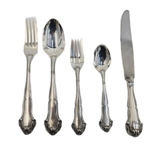 Buccellati Sterling Silver 5 Piece Flatware Service for 8 in Grande Imperiale