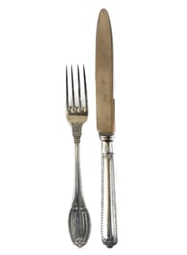 2pc Buccellati Sterling Silver Youth Fork & Knife in Empire
