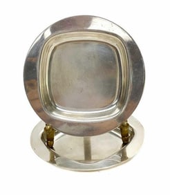 Pair Bvlgari 950 Silver Modernist Round Dishes