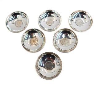 6 K. Uyeda Japanese 950 Silver Medallion Mounted Dishes