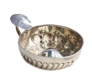 Leconte French Silver Tastevin, Ribbed Body, 19th Century