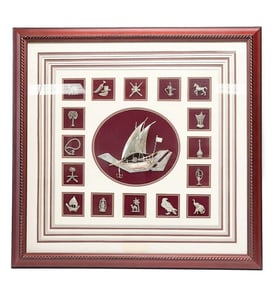 925 Silver Sailboat and Possibly Silver Charms Wall Hanging Display